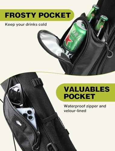 Small Golf Bag, 3 Divider Fit Up to 8 Clubs, Golf Stand Bag with Rain Cover, Durable Pitch n Putt, Lightweight Golf Club Carry Bag with Strap and Stand, Golf Bags for Men & Women - color: Black