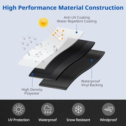 SunPatio Patio Furniture Covers Waterproof, Rectangular Table and Chairs Set Cover, Outdoor Furniture Set Cover with Drawstrings and Taped Seams, All Weather Protection, 90"W x 60"D x 30"H, Black - size: 90"W x 60"D x 30"H