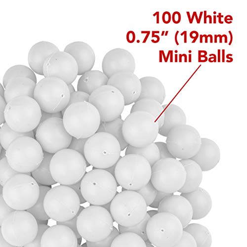 Fairly Odd Novelties 3/4" Mini Ping Pong/Table Tennis/Beer Pong Round Balls (100 Pack), 19mm, White - color: White