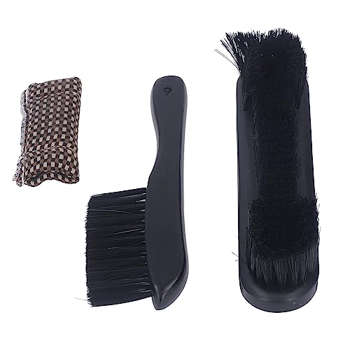 Septpenta Billiard Table Rail Brush Cleaning Tool, Billiard Table Brush Set with Cue Cleaning Cloth, Made of PVC and Solid Wood, for Wooden Billiard Accessories Kit(Black) - color: Black