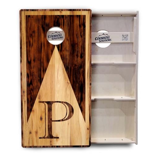 Cornhole Solutions Tournament Cornhole Boards - Regulation 2'x4' Set 3/4" Baltic Birch (Wood Letter Design) - color: Letter P