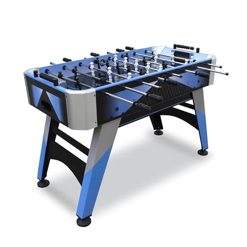Hathaway Blueridge Foosball Table Adult Size - 48-in Competition Table Soccer Set with Built-in Scorers - Includes Two 31-mm Foosball Balls - Blue/Silver/Black Football Table with Accessories