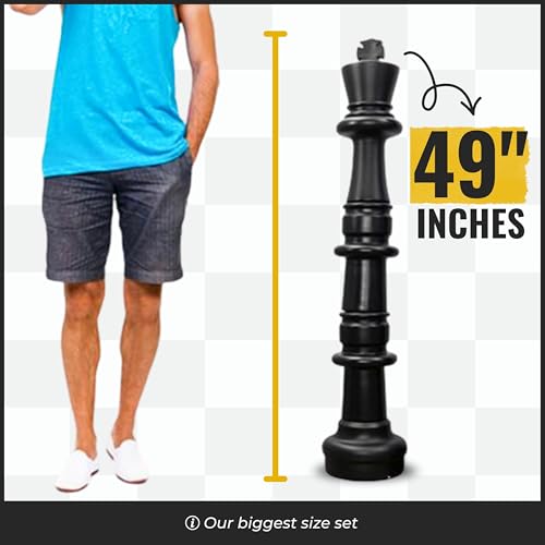 MegaChess Giant Chess Set Game with 49" Tall King - A Large Chess Set Yard Game for Families Looking for Outdoor Jumbo Games - 32 Large Pieces Made from Durable HDPE (Plastic Board Included)