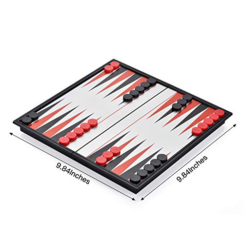 Magnetic Backgammon Board Game Set with Folding Board Travel Games for Kids and Adults