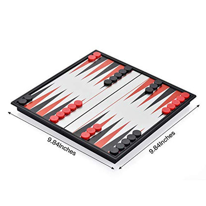 Magnetic Backgammon Board Game Set with Folding Board Travel Games for Kids and Adults