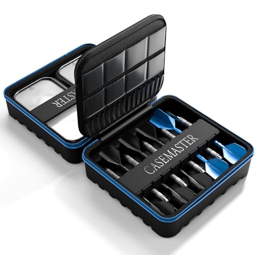 Casemaster Maxx 3 Dart Case, Holds 9 Steel Tip or Soft Tip Darts Fully Assembled, Hard Shell EVA Darts Case, 16 Accessory Pockets, Blue - color: Blue, size: 3 Dart
