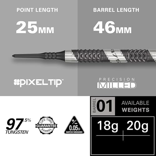 Target Darts 975 Ultra Marine 18G 97.5% Tungsten Soft Tip Darts Set with K-Flex