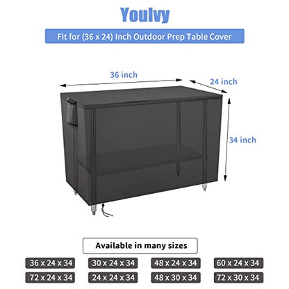 Outdoor Prep Table Cover 36 Inch,Waterproof Fadeproof UV Resistant Patio Stainless Steel Metal BBQ Table Cover All Season Protection for Outdoor Table - 36 x 24 x 35 Inch - size: 36" x 24" x 35"