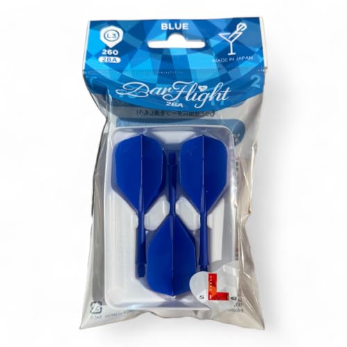 L-style BarFlight One-Piece Dart Flight and Shaft – L3 Shape – 26mm – Set of 3 - color: Blue