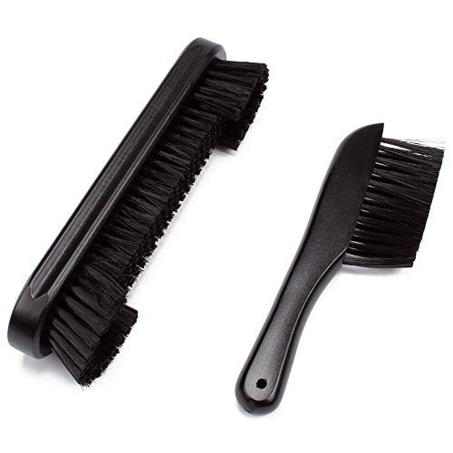 GSE Games & Sports Expert 2-Piece Solid Wood Billiard Pool Table Brush and Rail Brush Set, Billiards Pool Table Cleaning Tools - color: Black