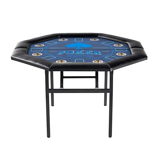 Barrington Poker Multiple Styles Folding Poker Table & Poker Table Top/Dining Table Collection, Durable Padded Rail Tables with Felt Playing Surface, Perfect for Texas Holdem Games - style: 48 In. Poker Table (8 Player)
