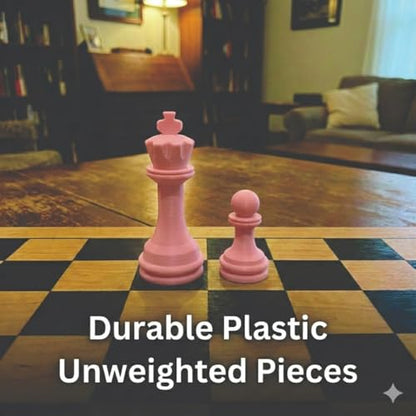 Staunton Chess Pieces Half Set, 17 Pink Pieces, 3.75" King | Made in USA - color: Pink