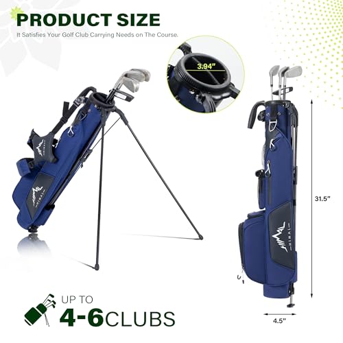 uniHimal Lightweight Par 3 Golf Bag - Small Golf Stand Bag with Dual Shoulder Straps, Cooler Pocket, Dust Cover, Pitch and Putt Bag for Driving Range - color: Blue