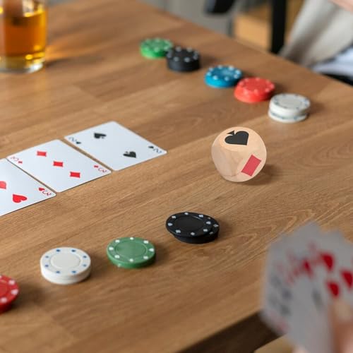 Large Trump Marker Dice Set 1.57'', 2pcs Wooden Euchre Cube with Black Velvet Storage Bag, Trump Indicator for Euchre, Pinochle Bridge Poker and More, Great Gift for Card Game Enthusiasts (2)