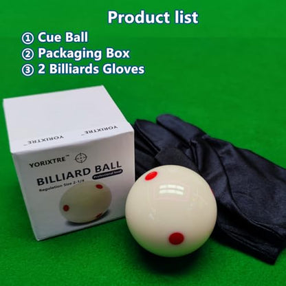Red Dot Billiards Ball with Gloves – 2.25 Inch Regulation Practice Pool Ball for Spin & Aim Mastery, Perfect for Beginners to Pros Pool Table Accessories