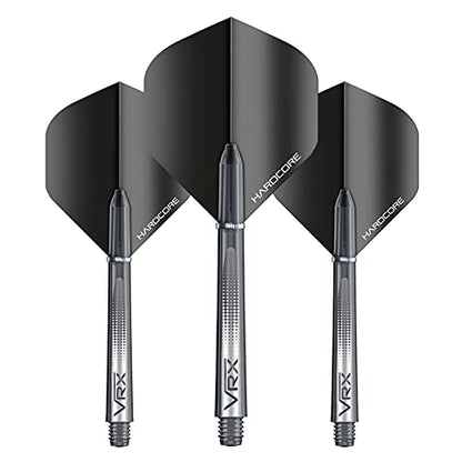RED DRAGON Dart Flights and Shafts (Stems) Combo Set - Hardcore Flights and VRX Shafts - color: Black Black