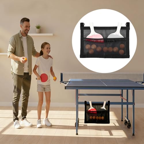 Table Tennis Ball Holder - With Adjustable Straps Large Capacity Mesh Sports Storage - Table Tennis Accessories | for Home Club School Training Practice Indoor Outdoor Wall Under Recreation