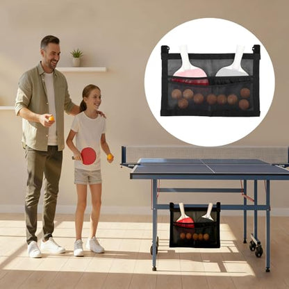 Table Tennis Ball Holder - With Adjustable Straps Large Capacity Mesh Sports Storage - Table Tennis Accessories | for Home Club School Training Practice Indoor Outdoor Wall Under Recreation