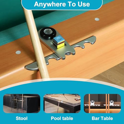 CROWN ME Portable Silver Weighted Pool Cue Holder, Billiard Chalk Holder, White Cue Rest Cue Stick Holder, Aluminum, Storage Rack - color: Silver