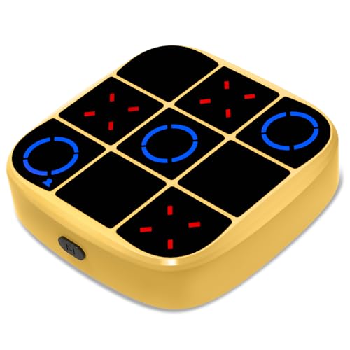 Tic-Tac-Toe Bolt Game, 4-in-1 Handheld Puzzle Games Console, Electronic Tic-Tac-Toe Game for Educational and Memory Growth, Portable Travel Games for Car Ride, Board Games for Kids and Adults (Yellow) - color: Yellow, size: Classic