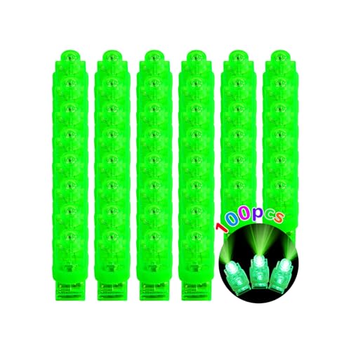 100pcs Green Finger Lights, Glow in the Dark Flashlights for Kids, St. Patrick Party Favors, LED Rave Laser Toys for Christmas Party, Classroom Prizes Carnival Birthday Concert Accessories - style: Green-100