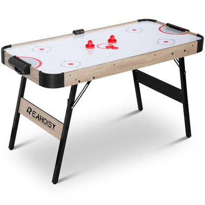58 Inch Foldable Air Hockey Table, LED Folding Hockey Table Game Set w/2 Pucks, 2 Pushers, Powerful Motor, Hockey Table Gaming Set for Adults and Kids, Home Game Room