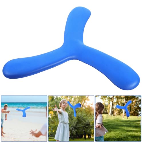 YARNOW Blue Eva Boomerang and Teenagers, Soft Thick Flying Disc Designed for Outdoor Sports and Games, Easy to Throw and Fun for Family Play