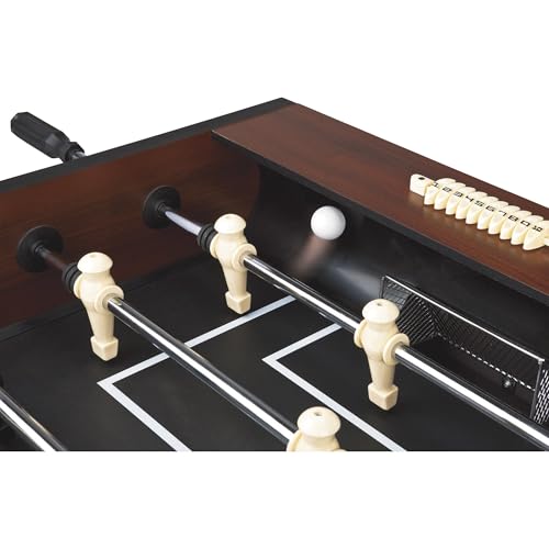 Fat Cat Tirade 4.5 Foot Foosball Table, Soccer Table Game for Adults with Abacus Scoring, Steel Rods, Mahogany Finish, Includes Foosball Balls