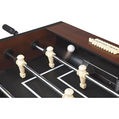 Fat Cat Tirade 4.5 Foot Foosball Table, Soccer Table Game for Adults with Abacus Scoring, Steel Rods, Mahogany Finish, Includes Foosball Balls