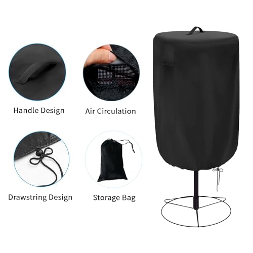 Disc Golf Basket Cover, 26inch x 35inch，Waterproof, Tear Resistance & Ultraviolet Resistance with Portable Handle & Windproof Drawstring（Black）