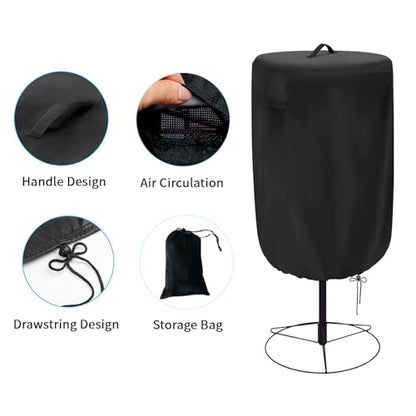 Disc Golf Basket Cover, 26inch x 35inch，Waterproof, Tear Resistance & Ultraviolet Resistance with Portable Handle & Windproof Drawstring（Black）