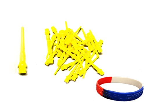 Neon Yellow Long Tufflex Extra Strong 2BA 3/16" Thread Soft Tip Dart Points 100-1000 Packs Plus USA I Love Darts Bracelet (Neon Yellow Long, 250 ct.)