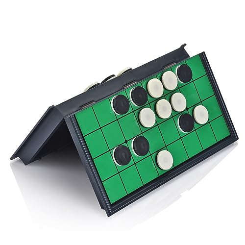 Magnetic Reversi Board Game Set 9.76" with Folding Board Classic Travel Games for Kids and Adults