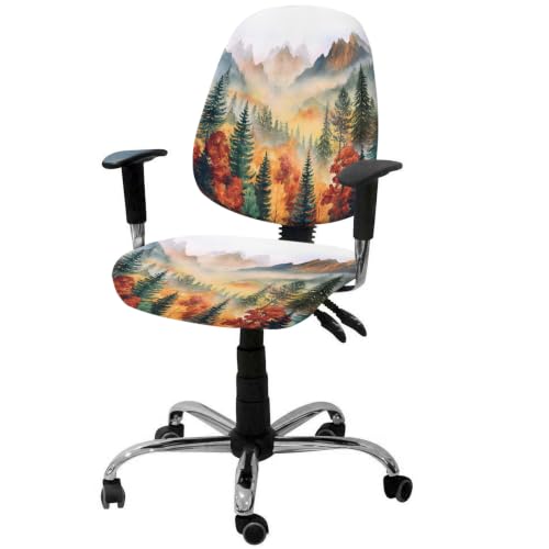 Savannan Office Chair Cover, Autumn Forest Orange Leaves Protective Stretch Elastic Universal Cover for Desk Task Chair,Computer Rotating Chair 1 Pcs Mountains Nature Landscape