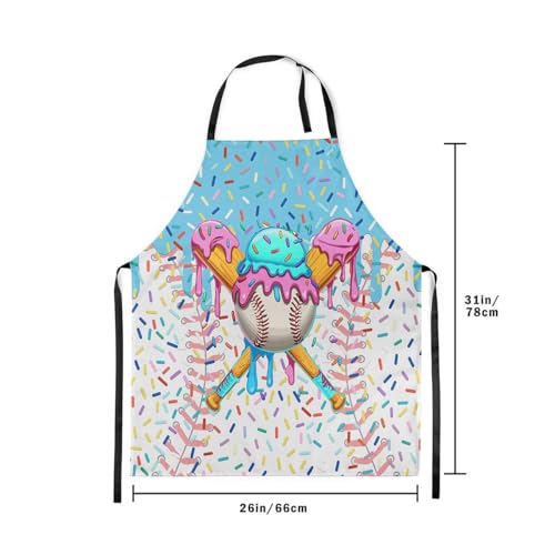 Manfei Baseball Ice Cream Kids Kitchen Apron - color: Sky Blue