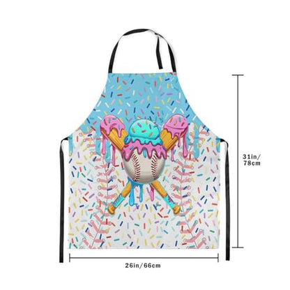 Manfei Baseball Ice Cream Kids Kitchen Apron - color: Sky Blue