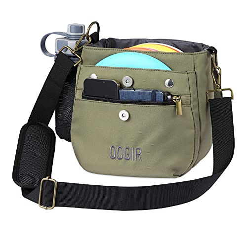 QOGIR Lightweight Disc Golf Bag: Durable Disc Golf Bag with 8+ Disc Capacity, Introductory Discs Golf Bag, Holds Water Bottle and Accessories, Great for Beginners - color: Green