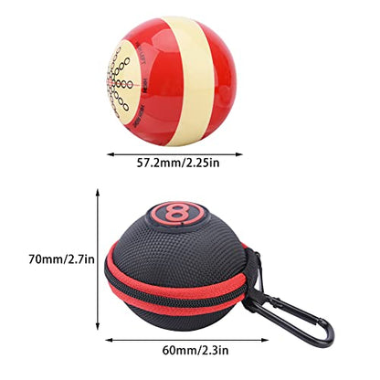 Billiards Cue Ball Training Artifact with Storage Bag, Portable Practice Training Assist Accessory with Standard Lines and Dots for America Pool Eight Ball(Size:Ball + Bag)