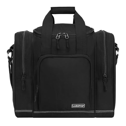 LARIPOP Bowling Ball Bag, Single Bowling Tote with Padded Ball Holder, Ventilated Shoe Pocket & Adjustable Shoulder Strap for Adult Bowlers Men Women - color: Black