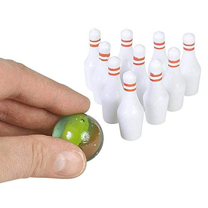 ArtCreativity Bowling Party Favors (Pack of 12) Each Set Includes 10 Miniature Pins and 1 Marble Ball, Mini Bowling Set, Mini Games for Kids and Adults, Fun Desk Toys