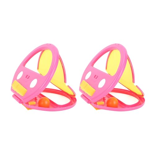 Toss and Catch Ball Set, Hand Exercise Ball Throwing Set, Double Player Outdoor Game with Soft Balls, Ideal for Beach Picnic Party (Pink) - color: Pink