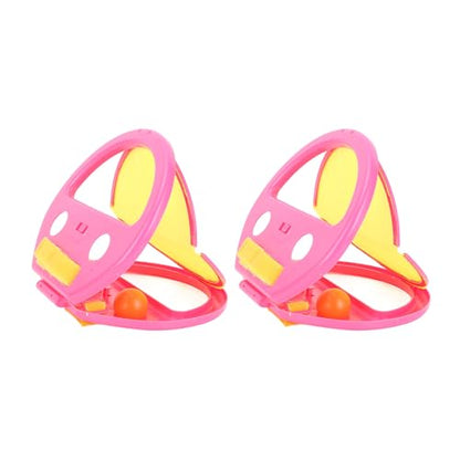 Toss and Catch Ball Set, Hand Exercise Ball Throwing Set, Double Player Outdoor Game with Soft Balls, Ideal for Beach Picnic Party (Pink) - color: Pink