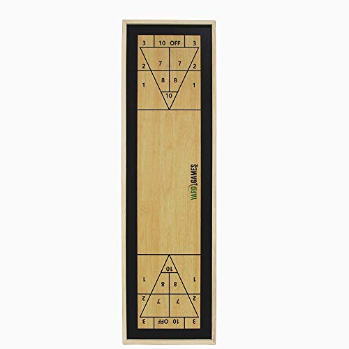 Yard Games Curling and Shuffleboard 2 in 1 Table Top Game with 8 Rolling Discs