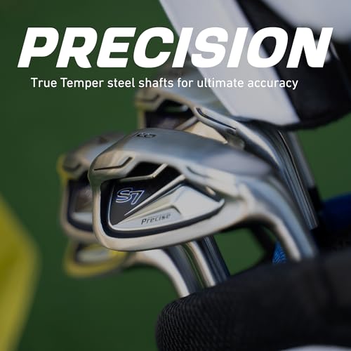 Precise S7 Men's 18-Piece Complete Golf Club Set – Titanium Driver, Fairway Woods, Hybrid, 5-SW Irons, Putter & Stand Bag, Right Handed - color: Red, size: Regular Size