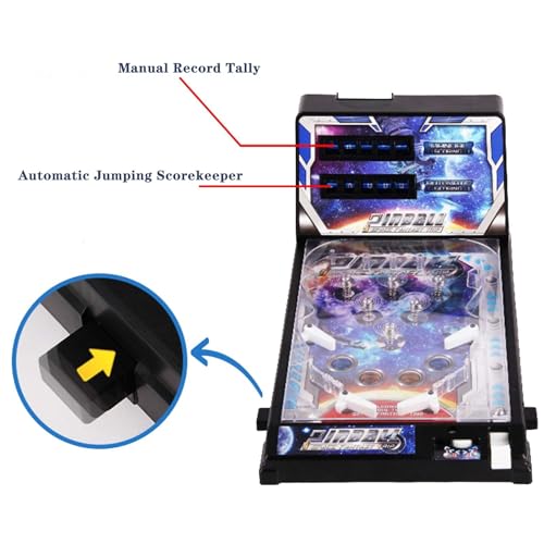 PHATM Pinball Machine Pinball Games with Lights and Sound Effects Mini Retro Arcade Machine Electronic Desktop Marble Arcade for Preschooler