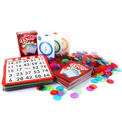 GSE Games & Sports Expert Complete Bingo Game Set with 100 Bingo Cards, 1000 Markers, Calling Cards Deck, Party Fun Game for Adults, Seniors, Family Gatherings, Classroom Activities, Large Groups - size: 100 Cards & 1000 Chips Set