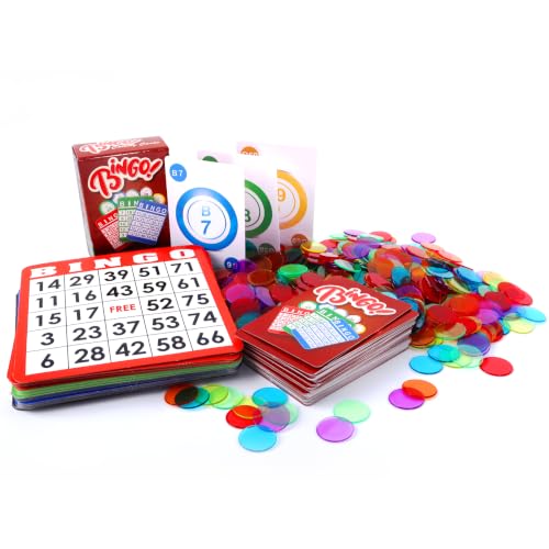 GSE Games & Sports Expert Complete Bingo Game Set with 100 Bingo Cards, 1000 Markers, Calling Cards Deck, Party Fun Game for Adults, Seniors, Family Gatherings, Classroom Activities, Large Groups - size: 100 Cards & 1000 Chips Set