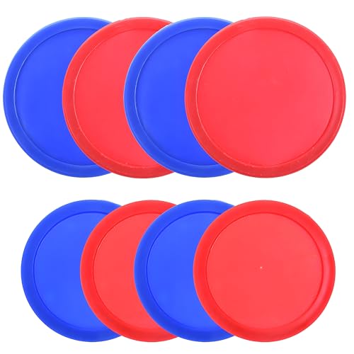 Cosmos 8 Pcs Air Hockey Pucks Compatible with Standard Pushers and Goal, Replacement Air Hockey Accessories for Game Room Table, Assorted Size in 2.5" and 3" in Red and Blue