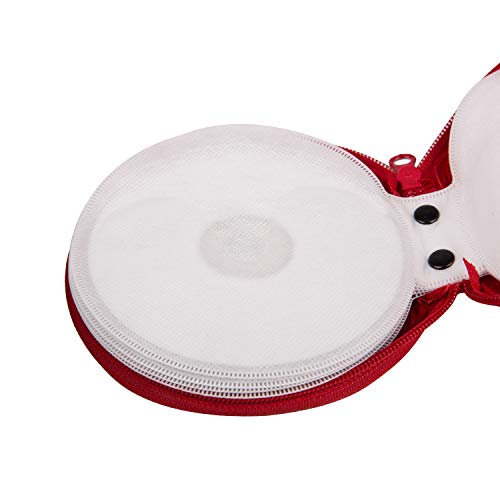 ELEZAY Small CD Case Round Felt 20 Capacity CDs Storage Wallet DVD Disc Holder Compact,Red - color: C-Red