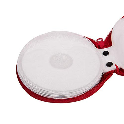 ELEZAY Small CD Case Round Felt 20 Capacity CDs Storage Wallet DVD Disc Holder Compact,Red - color: C-Red